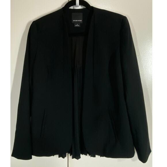 Trouve Nordstrom Pleated Back Open Jacket Blazer Black Medium - Picture 2 of 8
